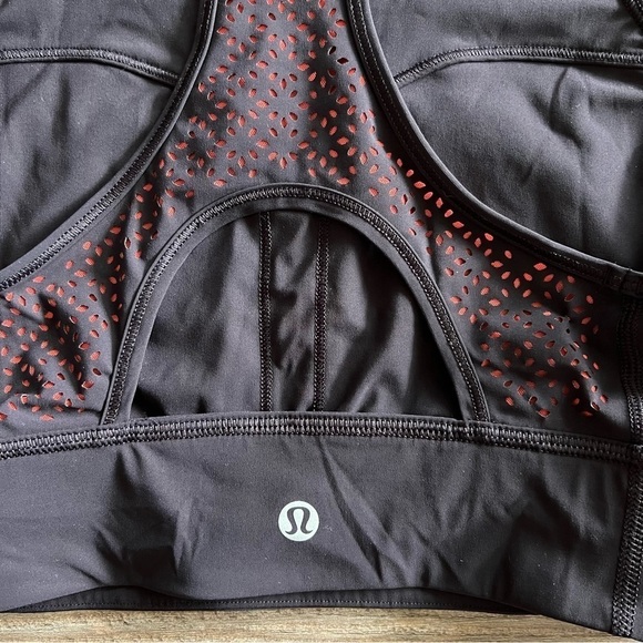 Lululemon Get Your Peek On Bra Deep Phantom / Red Orange Size 6 - Picture 4 of 5